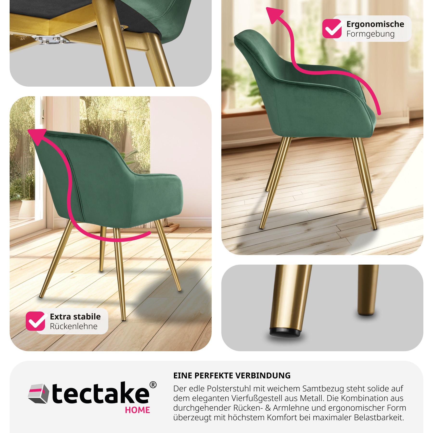 Tectake Stuhl Marilyn Samtoptik, goldene Stuhlbeine  
