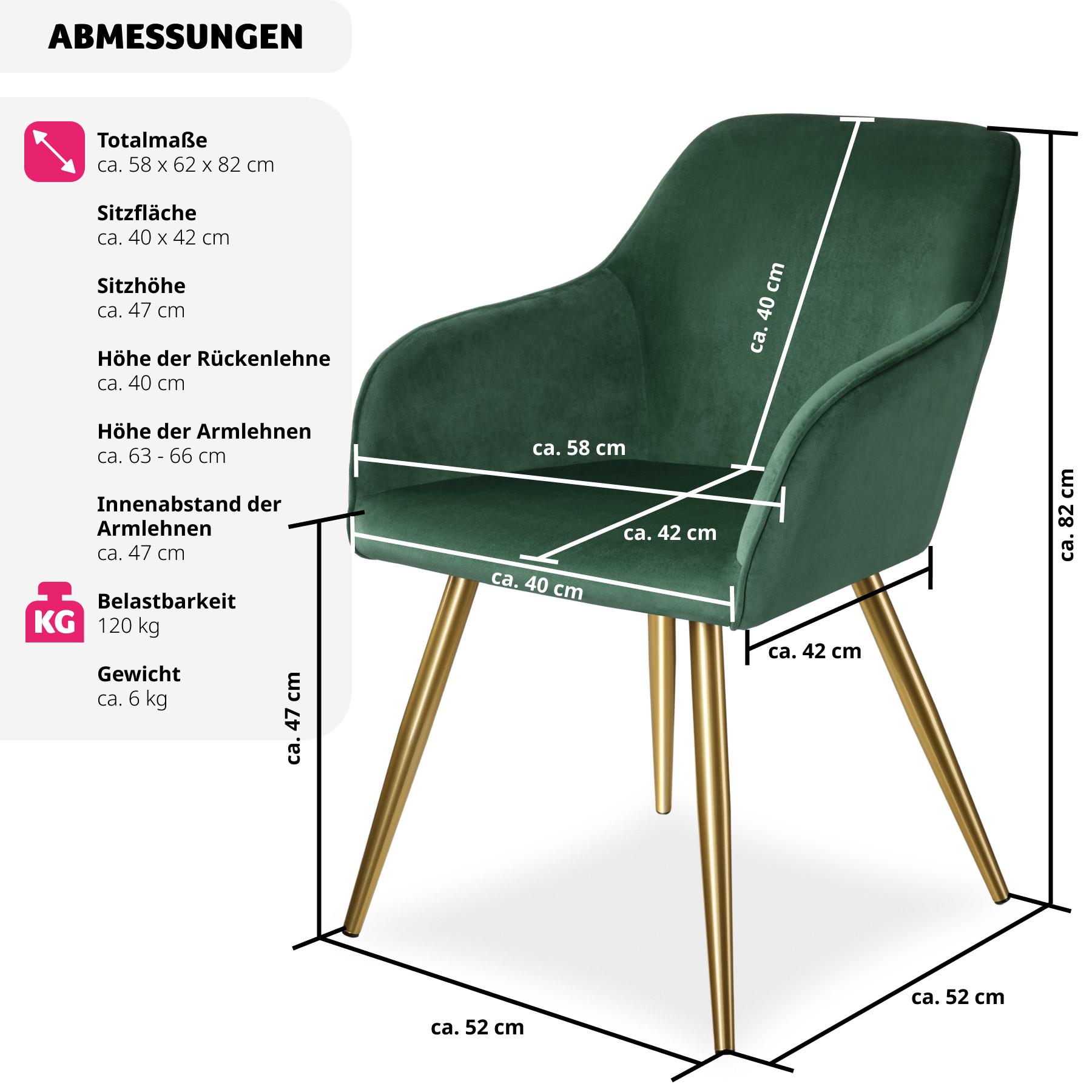 Tectake Chaise MARILYN Effet velours style scandinave  