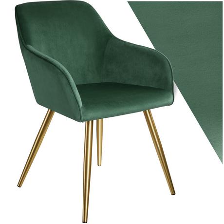 Tectake Stuhl Marilyn Samtoptik, goldene Stuhlbeine  
