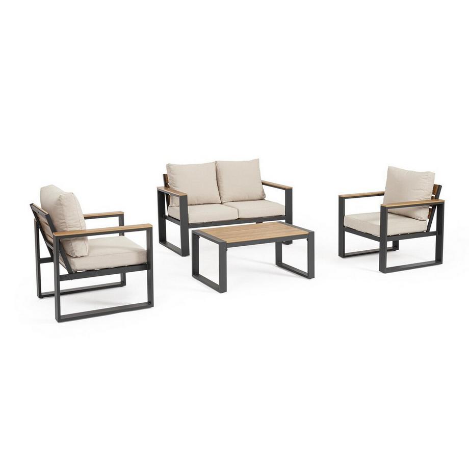 mutoni Salon de jardin Leandro anthracite-beige (set de 4)  