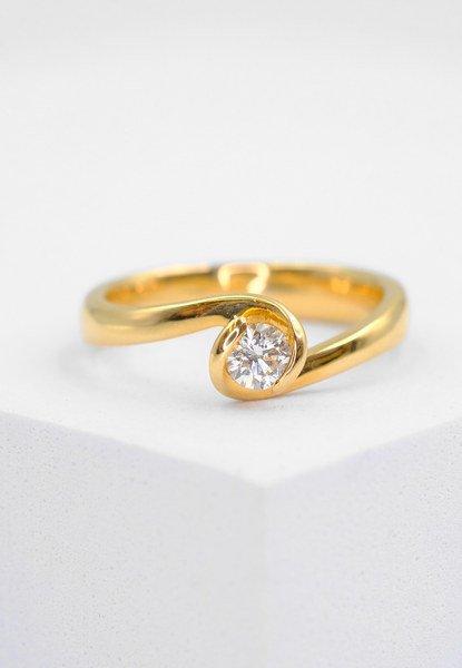 MUAU Schmuck  Bague Solitaire Diamant 0.25ct. or jaune 750 