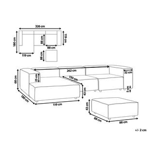 Beliani Canapé d'angle côté gauche avec ottoman en Lin Scandinave APRICA  