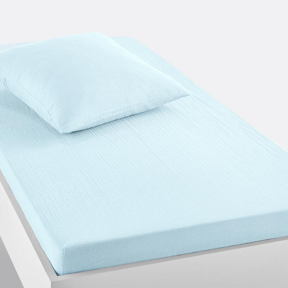 Drap-housse enfant uni gaze de coton