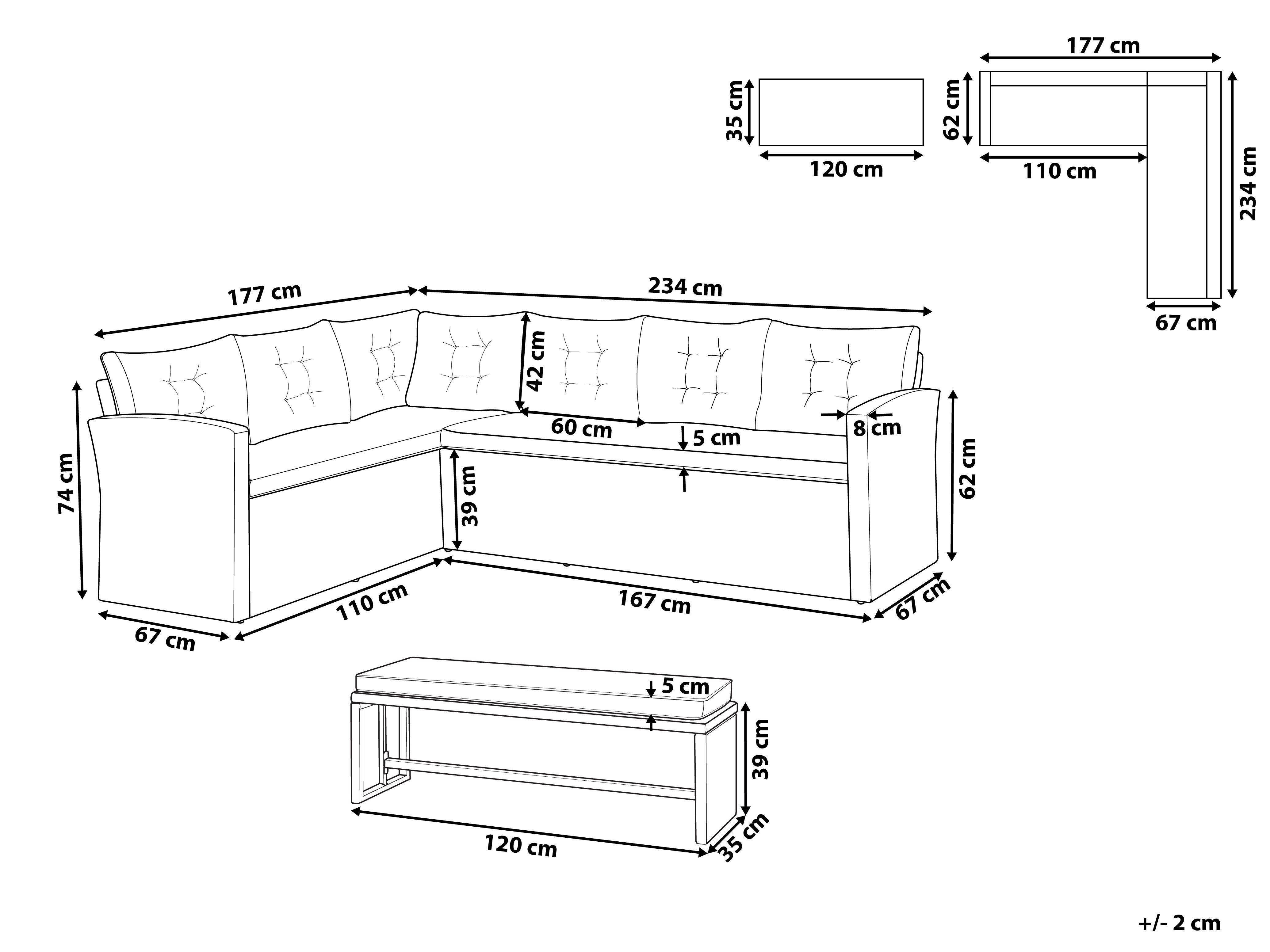 Beliani Canapé d'angle en Polyrotin Traditionnel VITERBO  