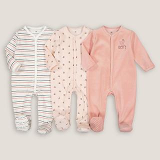 La Redoute Collections  Lot de 3 pyjamas 1 pièce en velours 