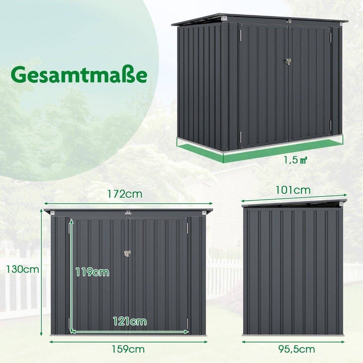 Northix Contenitore per rifiuti per 2 bidoni della spazzatura Contenitore per rifiuti in metallo zincato Casa per rifiuti con 2 ante  