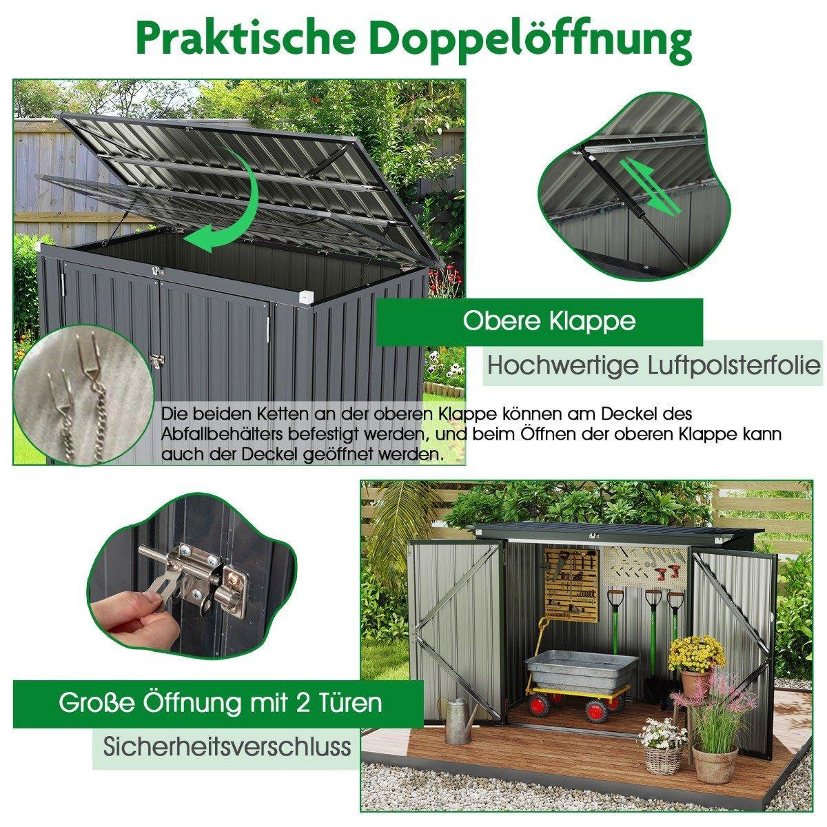 Northix Contenitore per rifiuti per 2 bidoni della spazzatura Contenitore per rifiuti in metallo zincato Casa per rifiuti con 2 ante  
