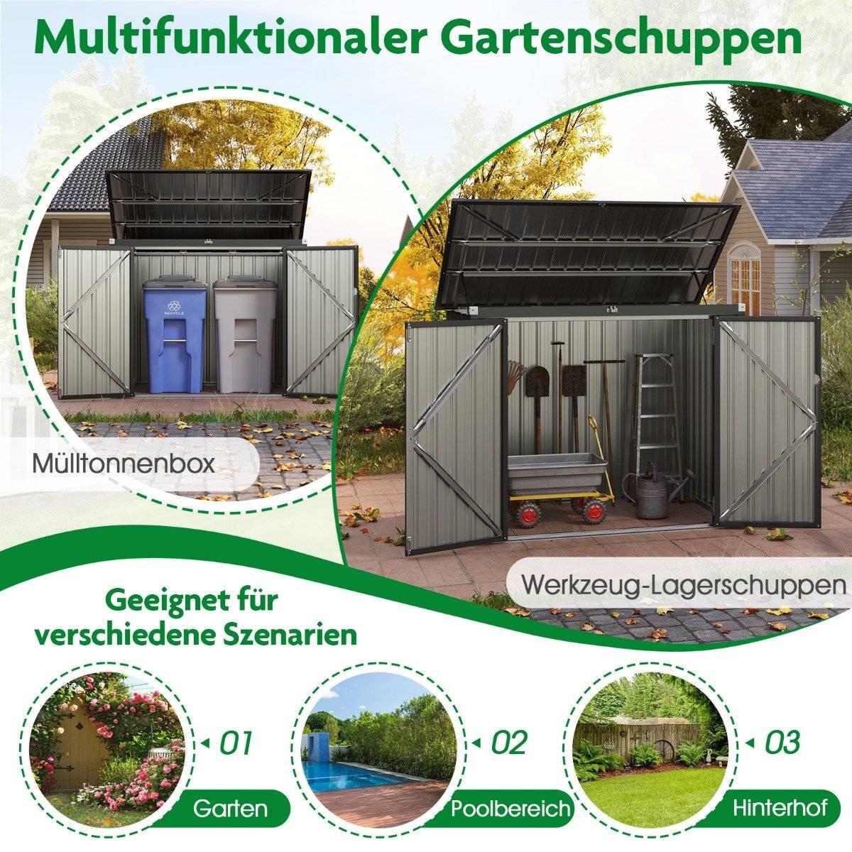 Northix Contenitore per rifiuti per 2 bidoni della spazzatura Contenitore per rifiuti in metallo zincato Casa per rifiuti con 2 ante  