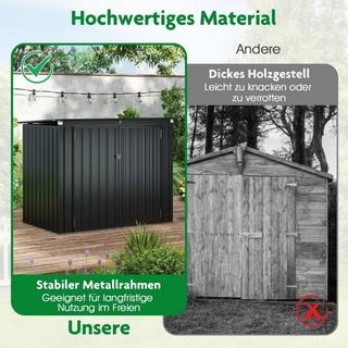 Northix Contenitore per rifiuti per 2 bidoni della spazzatura Contenitore per rifiuti in metallo zincato Casa per rifiuti con 2 ante  