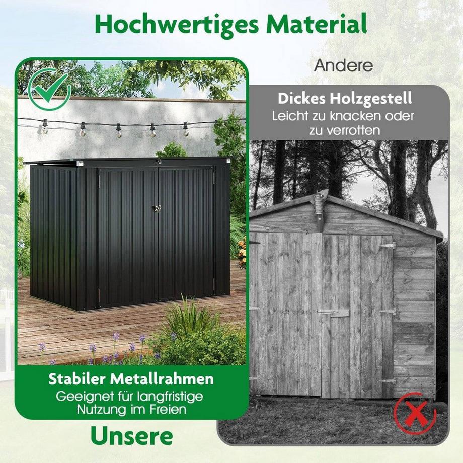 Northix Mülltonnenbox für 2 Mülltonnen Müllbox aus Verzinktem Metall Müllhaus mit 2 Türen  