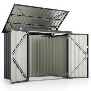 Northix Contenitore per rifiuti per 2 bidoni della spazzatura Contenitore per rifiuti in metallo zincato Casa per rifiuti con 2 ante  