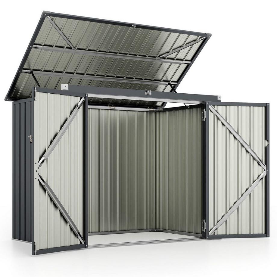 Poubelle pour 2 poubelles Poubelle en métal galvanisé Poubelle avec 2 portes