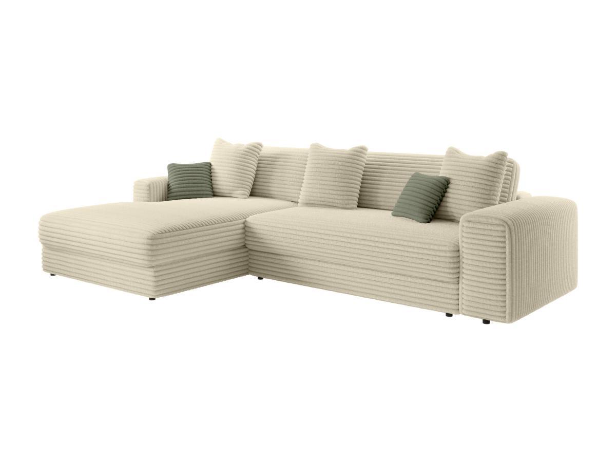 PASCAL MORABITO Ecksofa - Ecke links - grob gerippter Cord - Beige - CALAZO von Pascal Morabito  