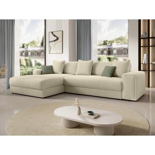 PASCAL MORABITO Ecksofa - Ecke links - grob gerippter Cord - Beige - CALAZO von Pascal Morabito  