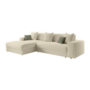 Ecksofa - Ecke links - grob gerippter Cord - Beige - CALAZO von Pascal Morabito