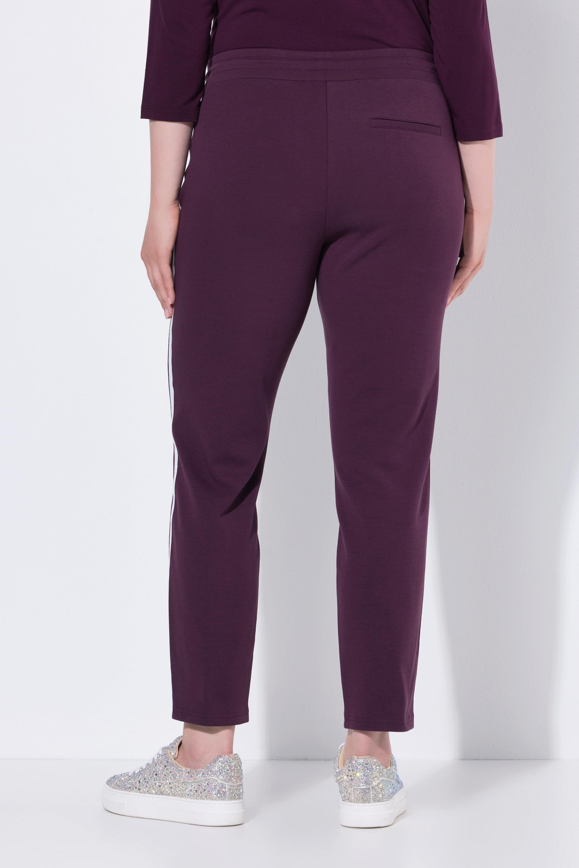 Ulla Popken Pantalon Punto Galon Rayures Jambe Carotte Taille Élastique  