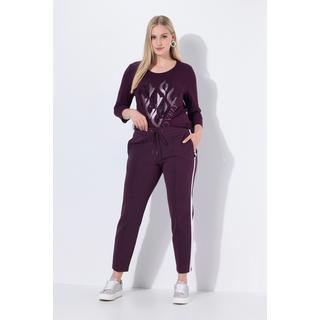 Ulla Popken Pantalon Punto Galon Rayures Jambe Carotte Taille Élastique  