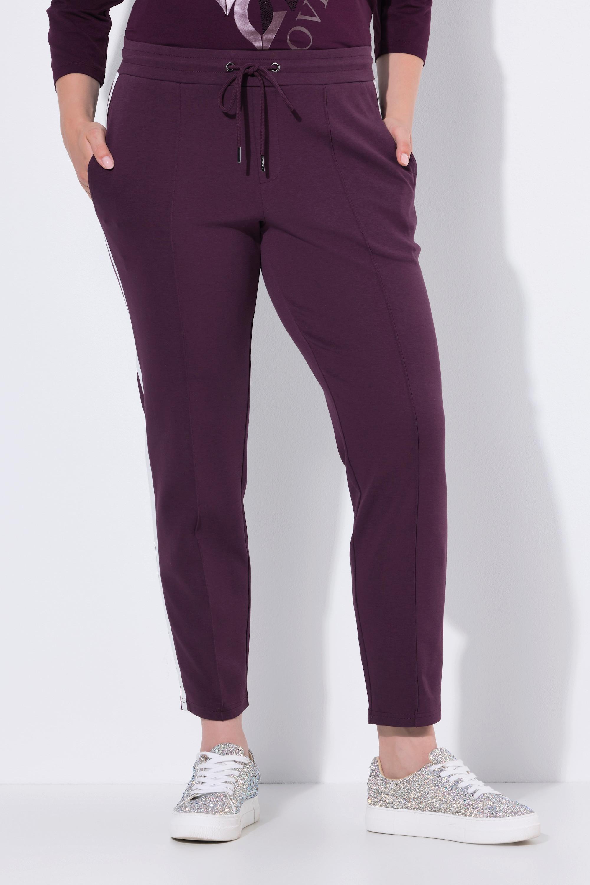 Ulla Popken Pantalon Punto Galon Rayures Jambe Carotte Taille Élastique  