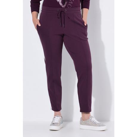 Ulla Popken Pantalon Punto Galon Rayures Jambe Carotte Taille Élastique  