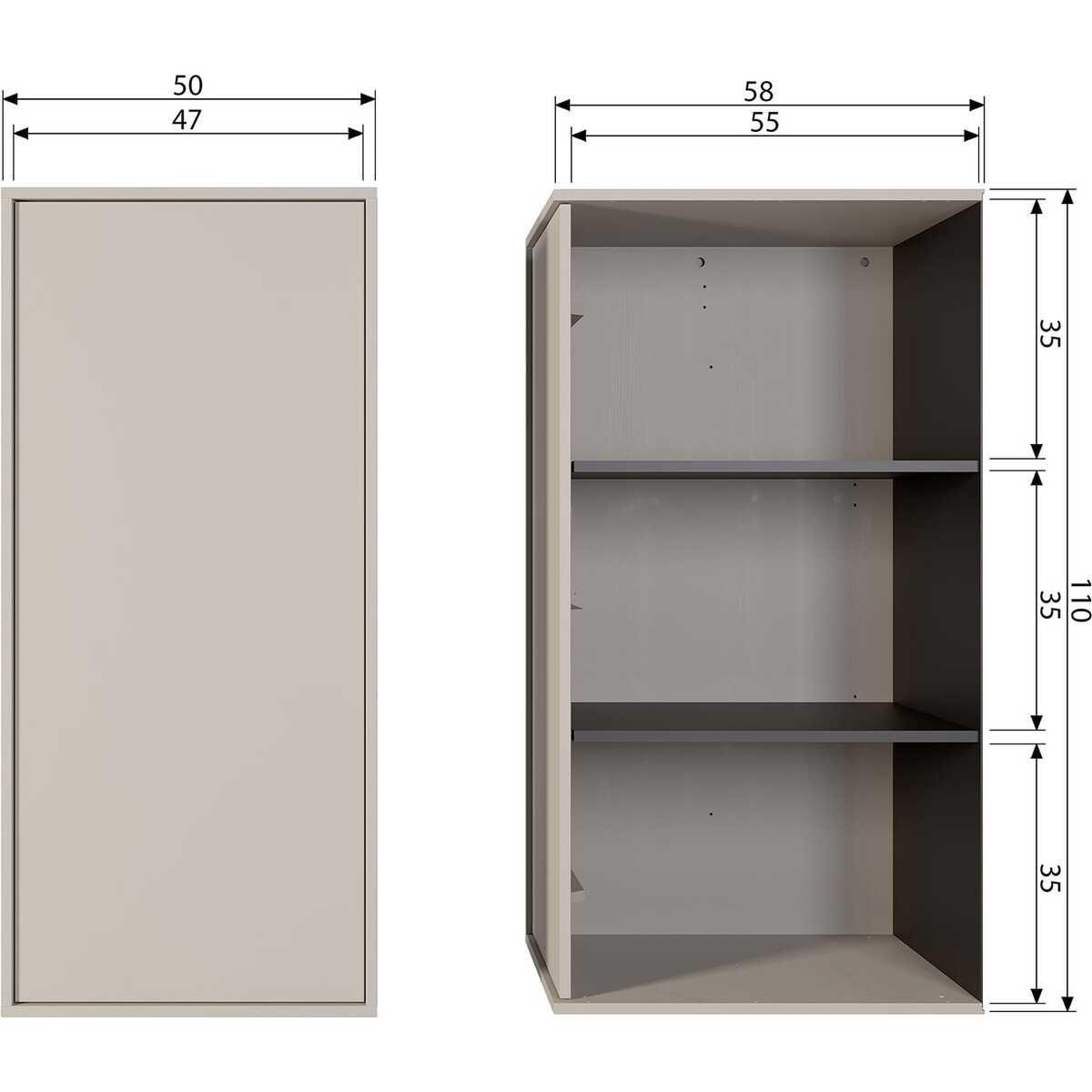 mutoni Armoire Daily Single pin gris dakar 50x110  