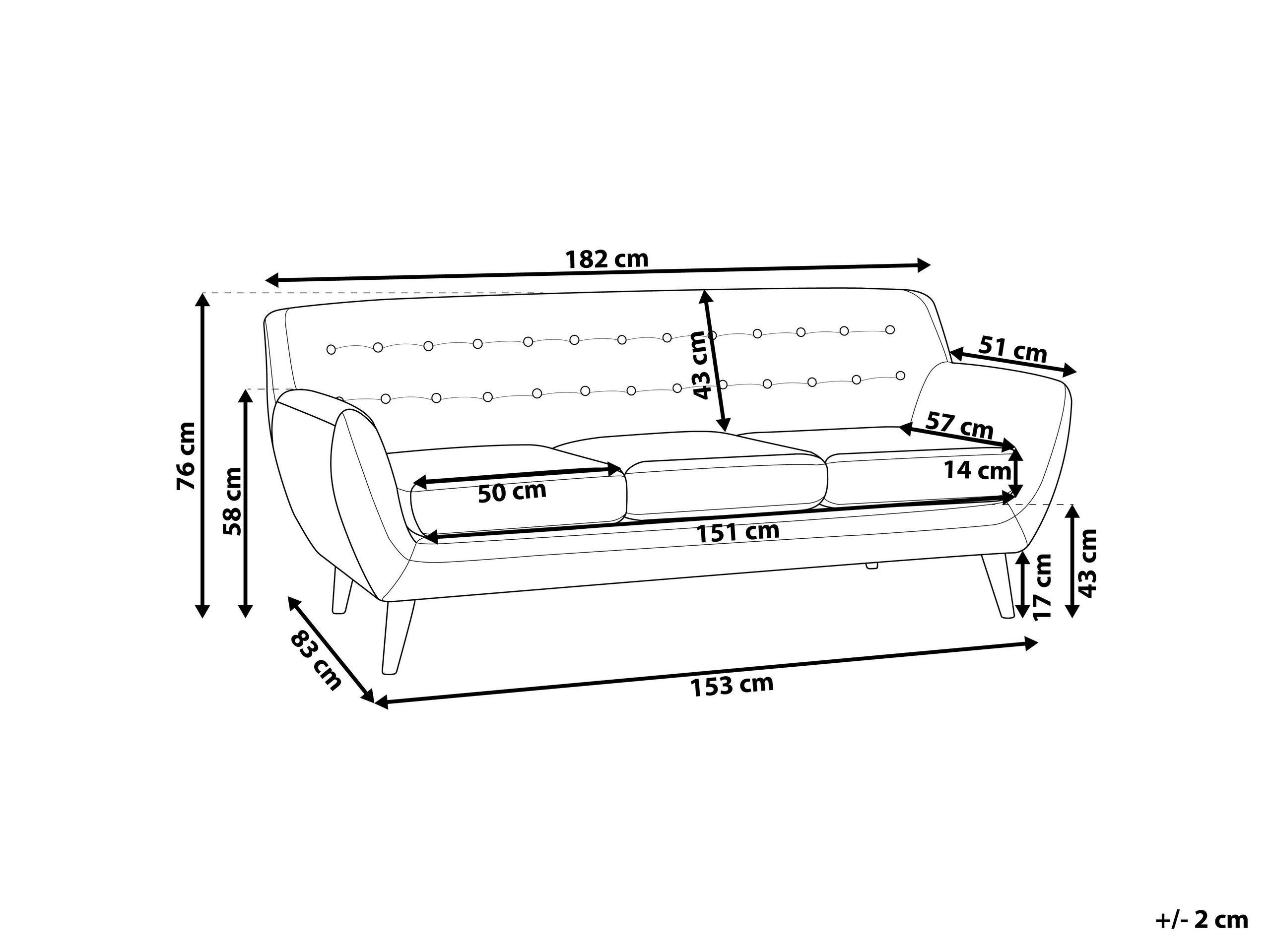 Beliani 3 Sitzer Sofa aus Polyester Retro MOTALA  