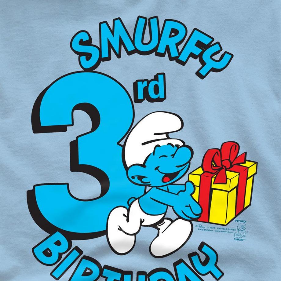 Puffi  Smurfy Maglietta Terzo Compleanno 