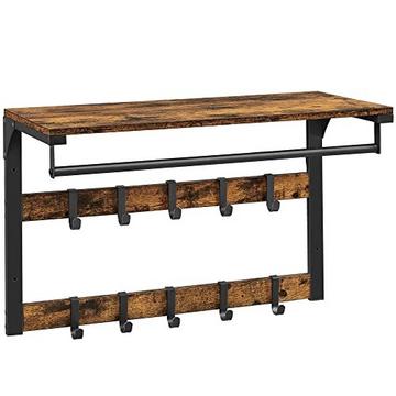 3-in-1-Wandgarderobe mit Regal, Haken und Kleiderstange