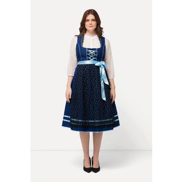 Tradizionale abito smanicato Dirndl con cuoricini, catenina decorativa e scollo rettangolare