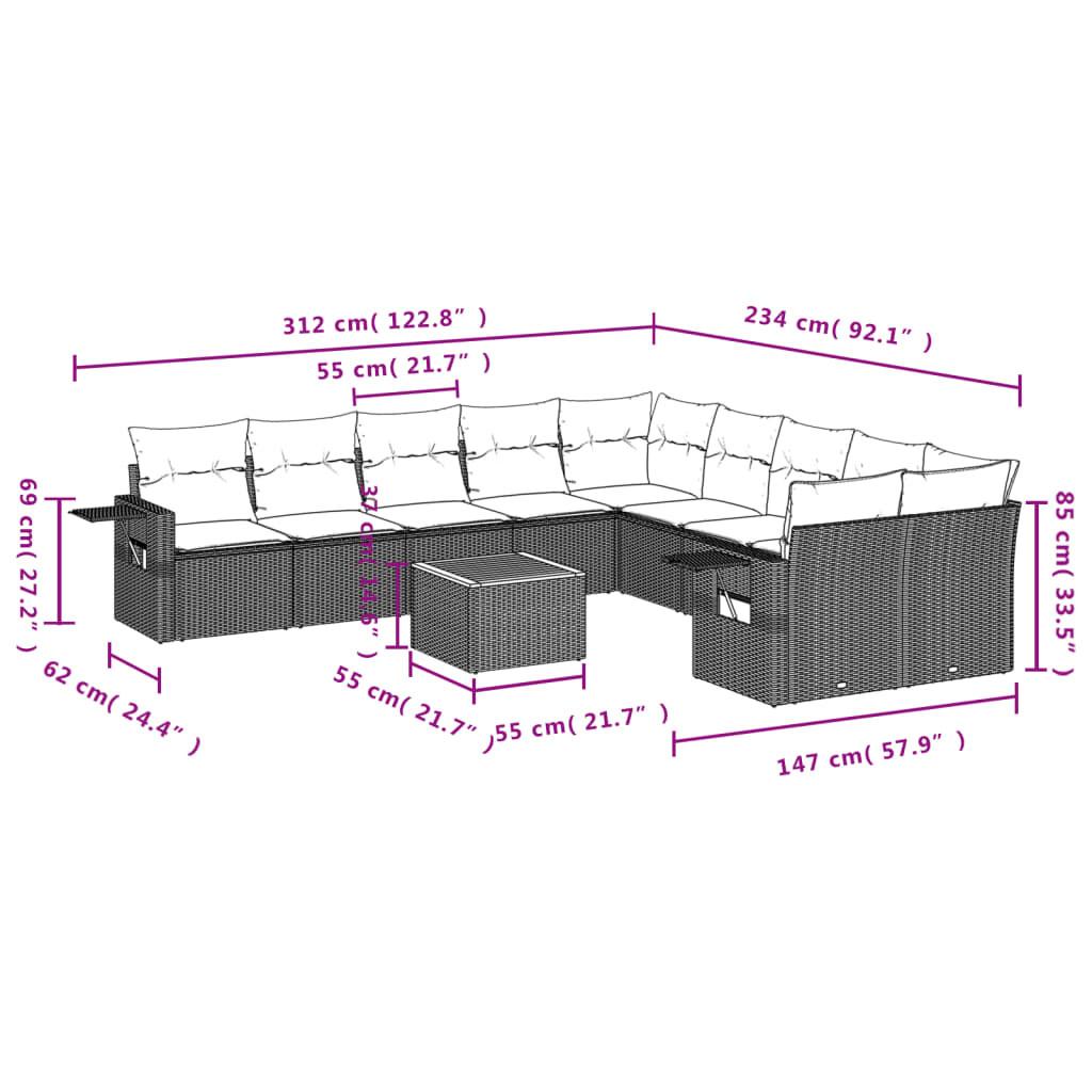 VidaXL Ensemble de canapés de jardin rotin synthétique  