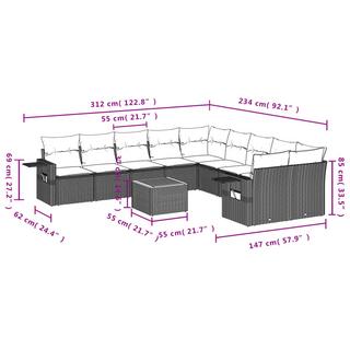 VidaXL Ensemble de canapés de jardin rotin synthétique  