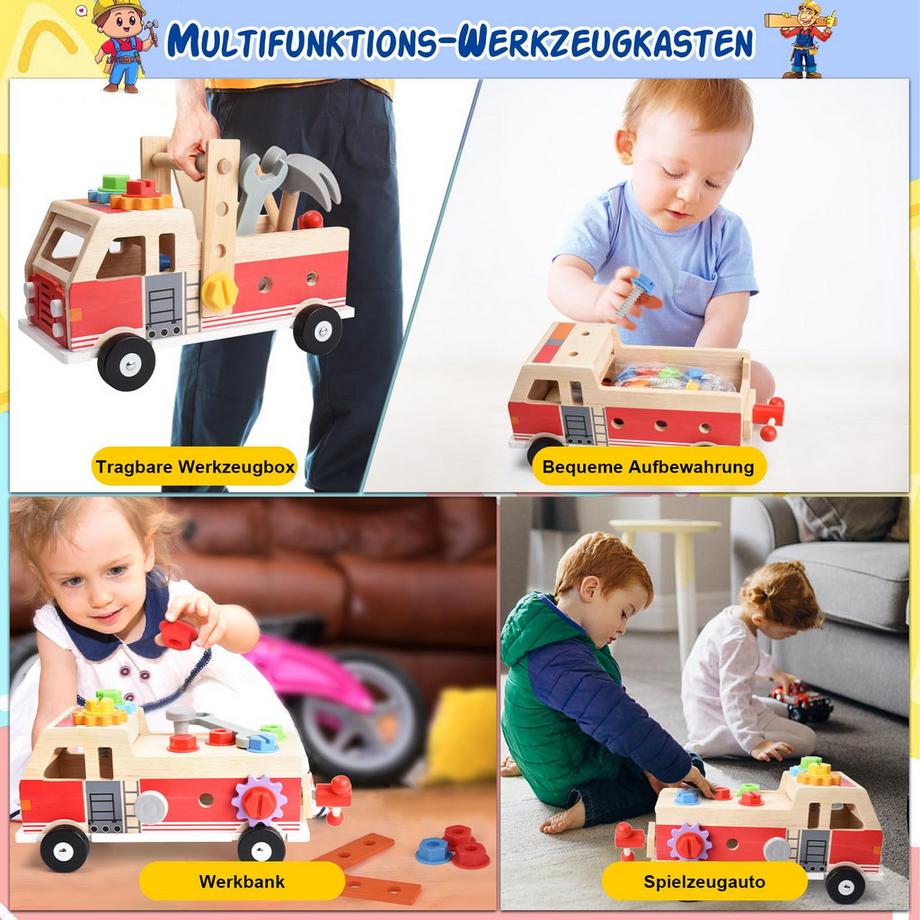 Activity-board  Kinderwerkbank, Werkzeugkoffer, Kinderwerkzeugwagen, Werkzeuggürtelkoffer 