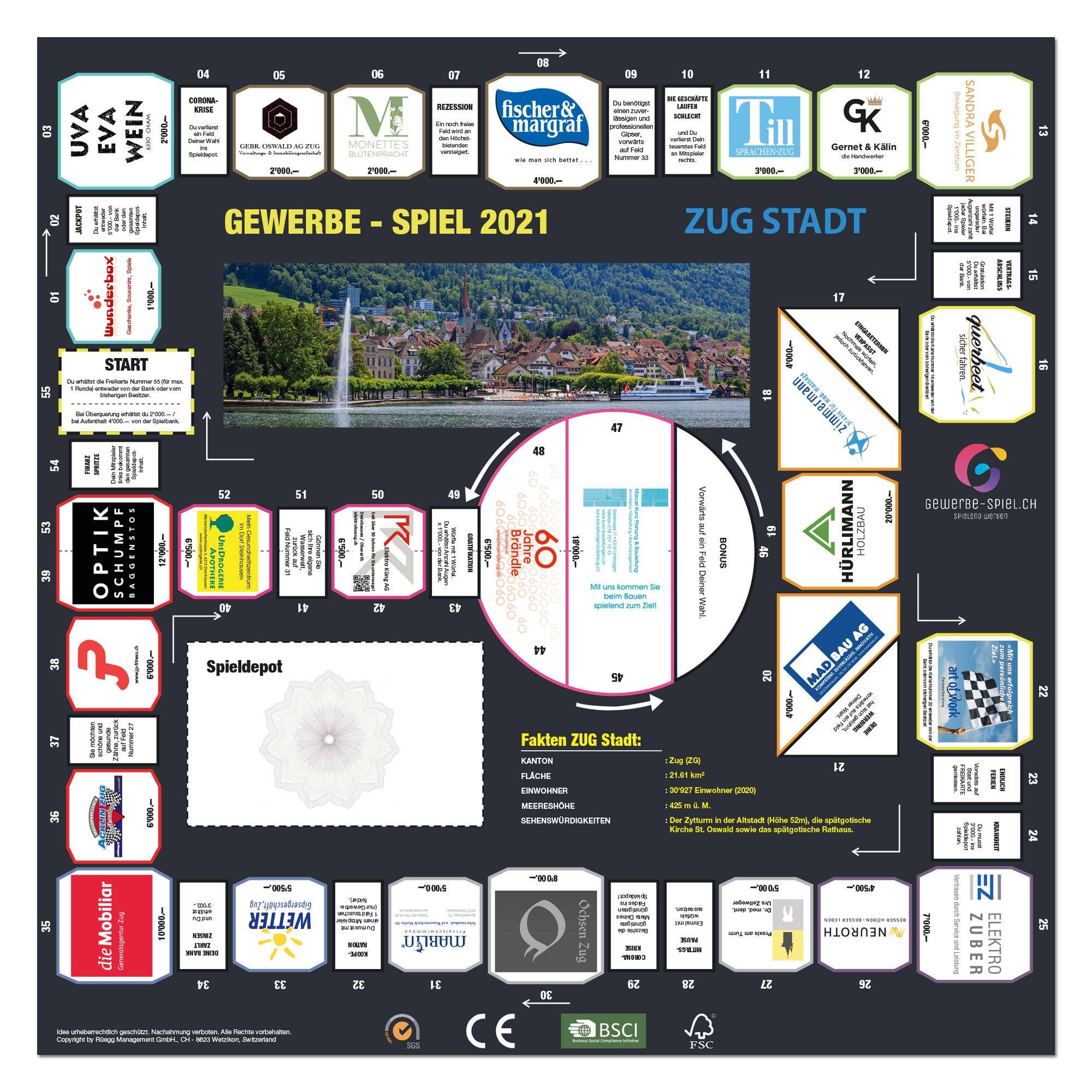 GEWERBE-SPIEL  Brettspiel ZUG Stadt (Deutsch) 