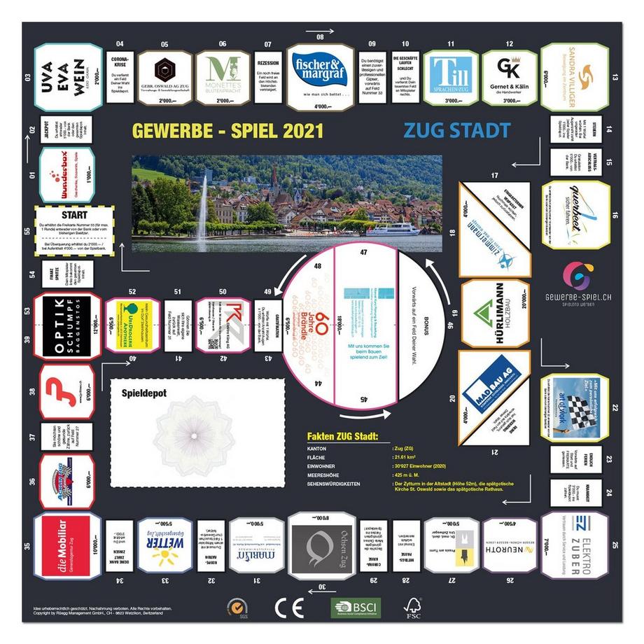 GEWERBE-SPIEL  Brettspiel ZUG Stadt (Deutsch) 