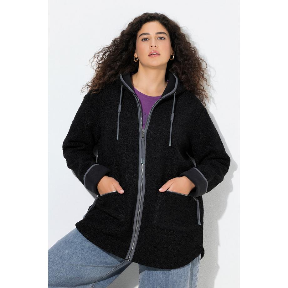 Ulla Popken Teddyjacke Kapuze Zipptaschen Fleecefutter  