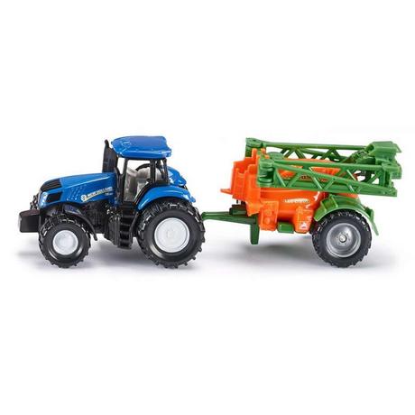 siku  1668, Traktor mit Feldspritze, Metall/Kunststoff, Blau/Orange, Bewegliches Spritzgestell 