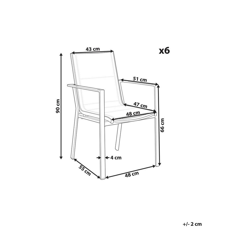 Beliani Gartenstuhl 6er Set aus Aluminium  BUSSETO  