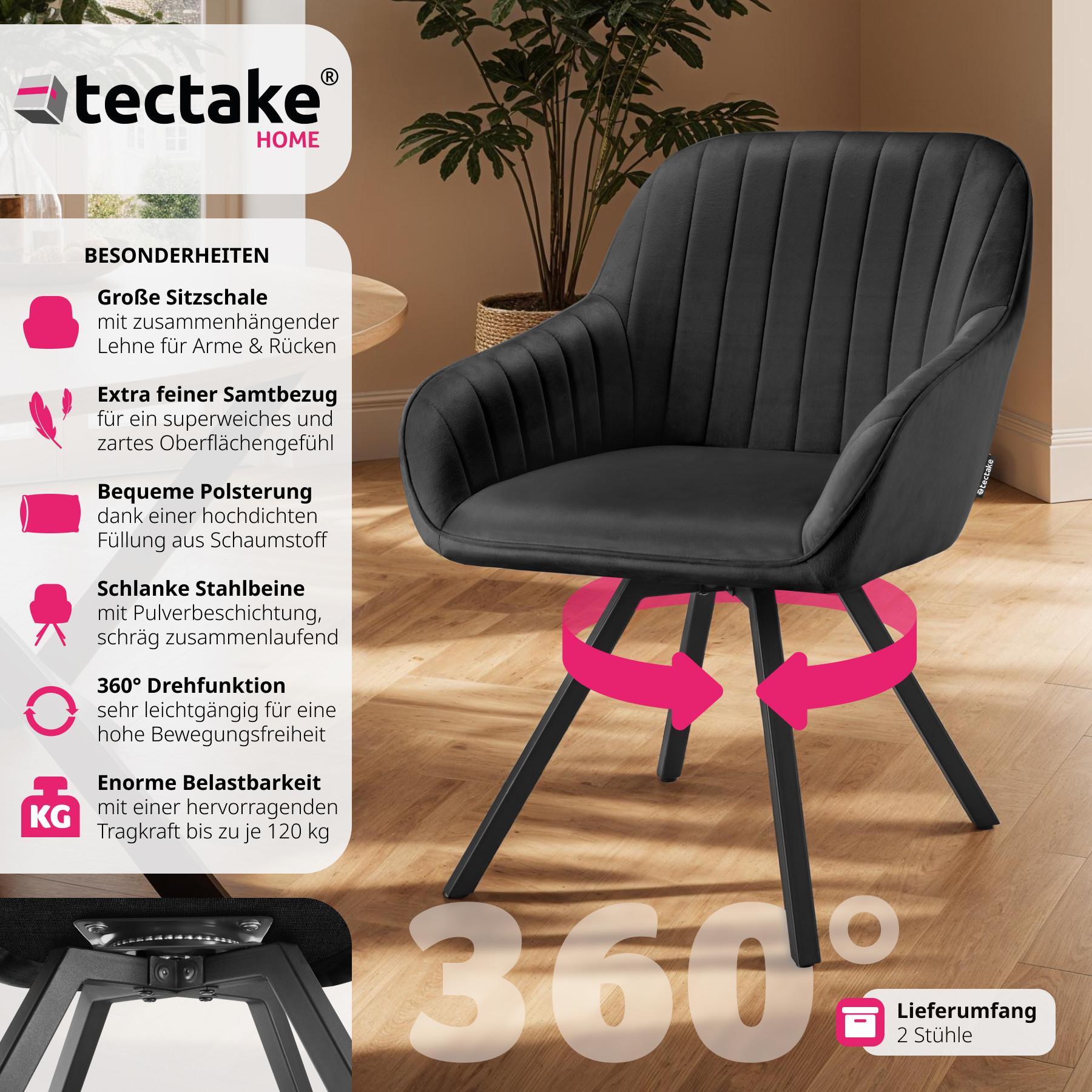 Tectake Chaise pivotante avec accoudoirs Snug en velours, rembourrée  