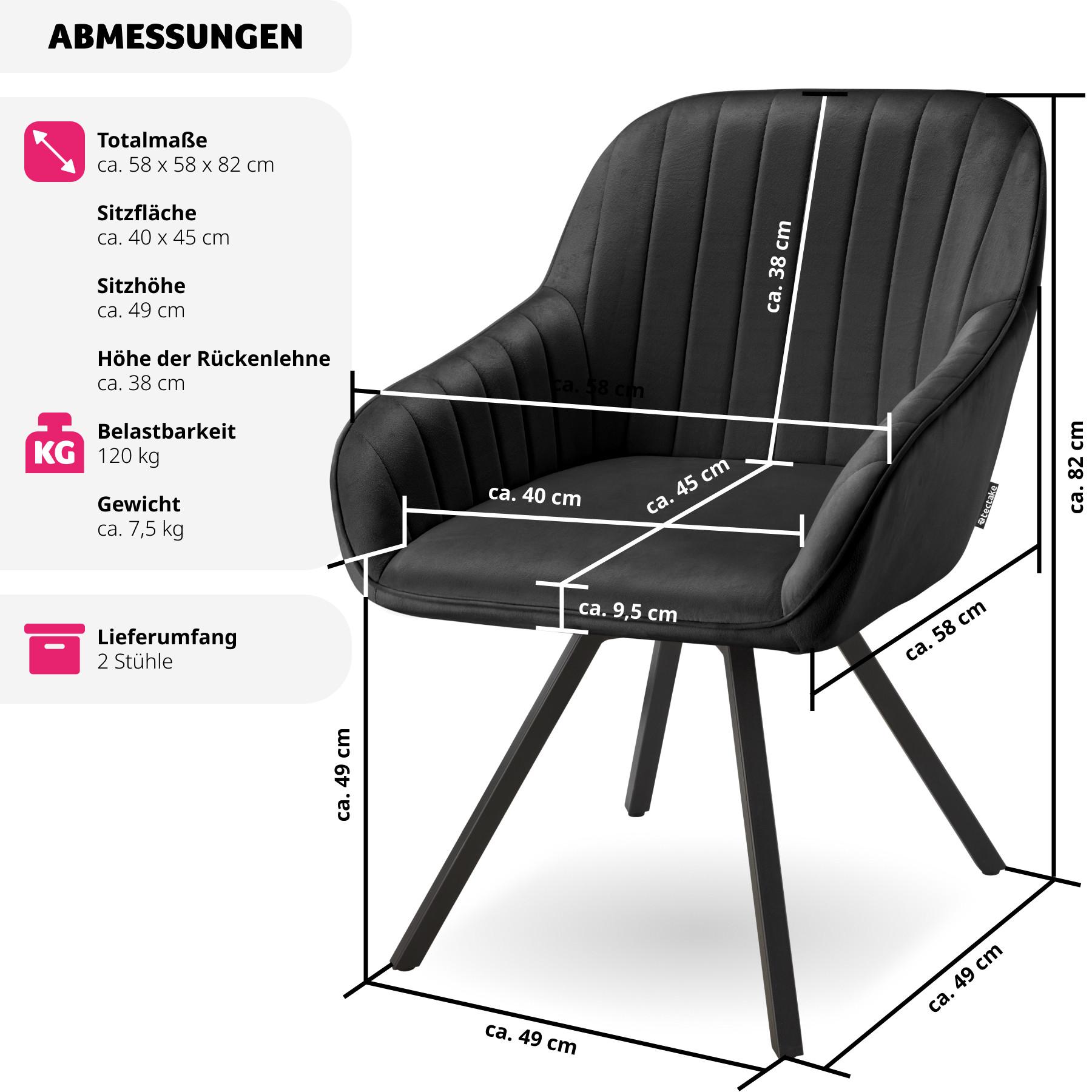 Tectake Poltrona girevole con braccioli Snug effetto velluto, imbottita  