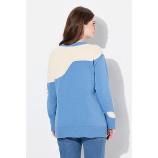 Ulla Popken  Maglione di cotone biologico con jacquard, scollo a girocollo e maniche lunghe 