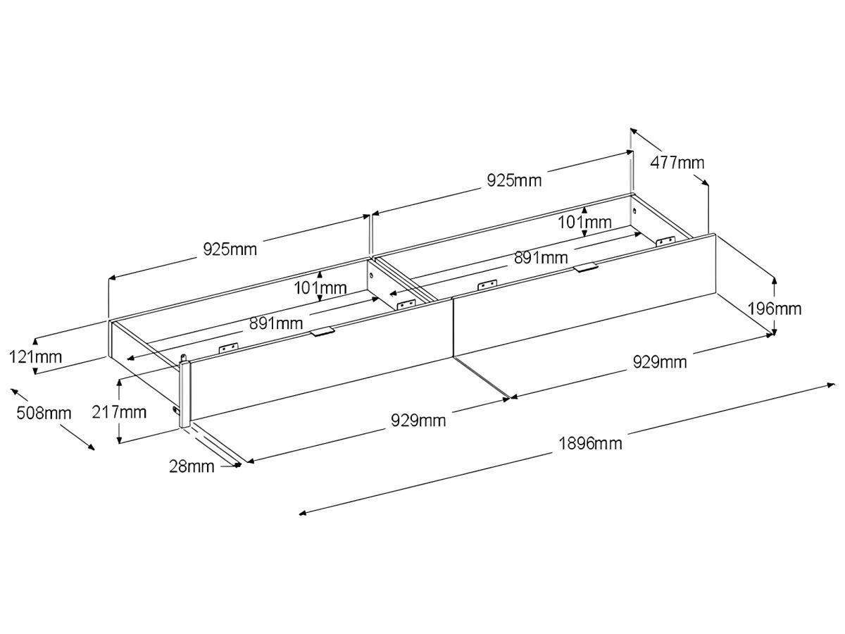 Vente-unique Lit avec 2 tiroirs 160 x 200 cm - Coloris : Naturel et noir - VELONA  