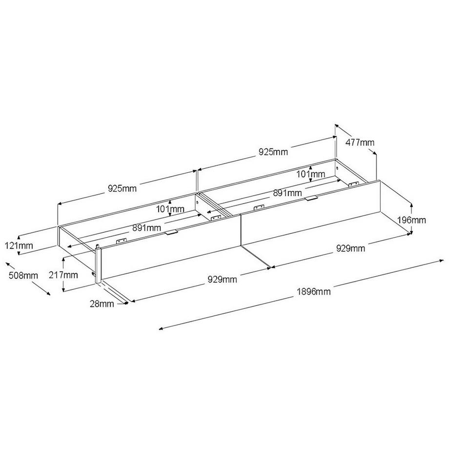 Vente-unique Lit avec 2 tiroirs 160 x 200 cm - Coloris : Naturel et noir - VELONA  