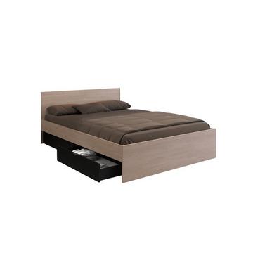 Letto con 2 cassetti 160 x 200 cm Naturale e Nero - VELONA