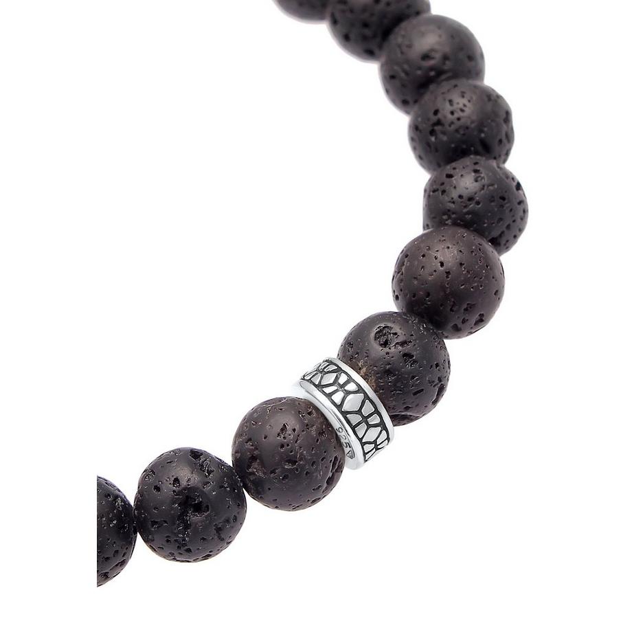 Kuzzoi  Bracelet Herren Lava Schwarz Vintage 925 Silber Oxidiert 