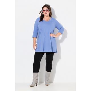 Ulla Popken  Maglia lunga con scollo a V, maniche a 3/4 e taglio svasato 