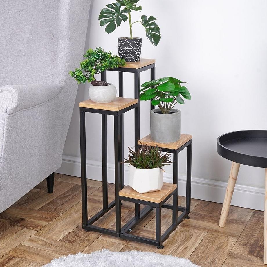 B2X  Jardinière en métal à 4 niveaux, style industriel 