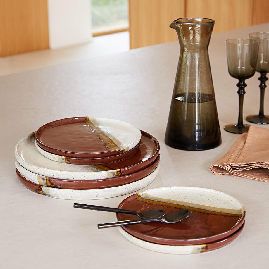 La Redoute Intérieurs Set mit 4 flachen Tellern aus Steingut mit reaktiver Glasur  