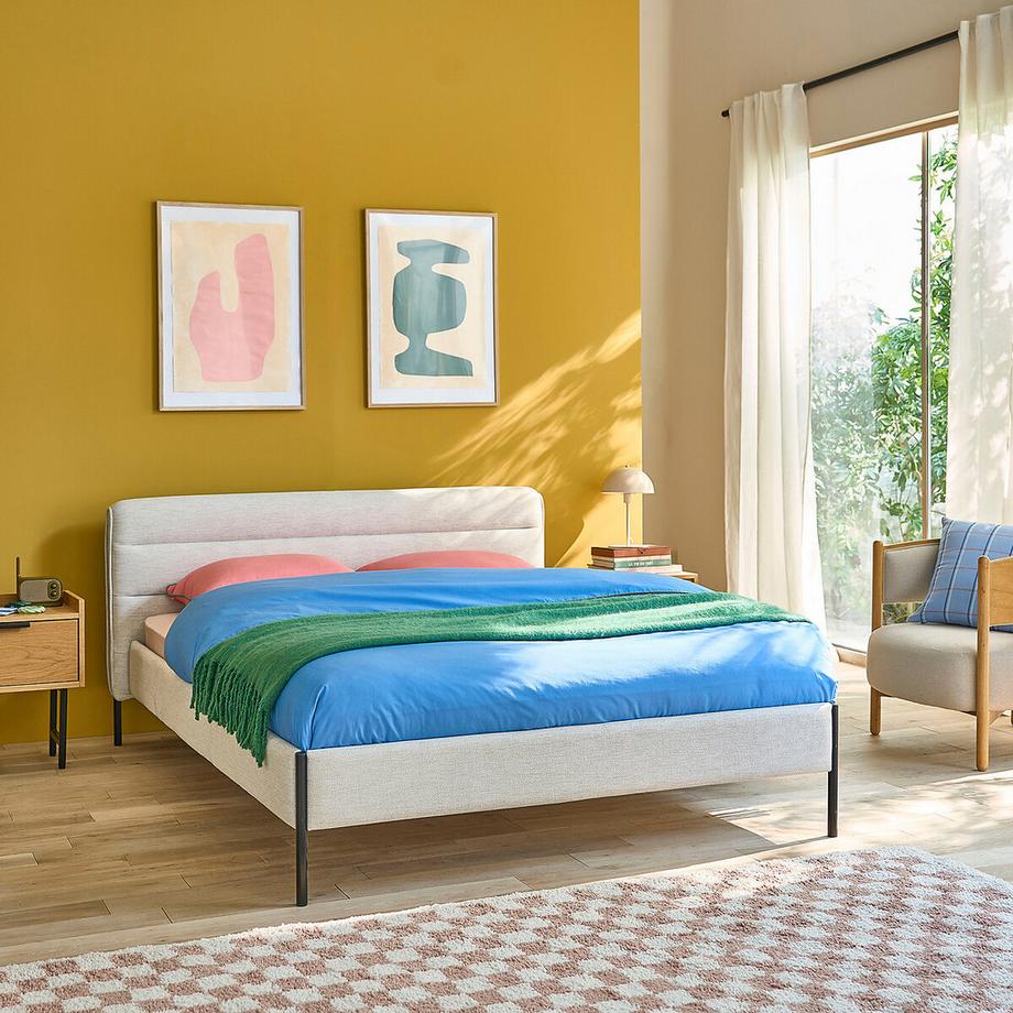 La Redoute Intérieurs Polsterbett mit Lattenrost Obias  