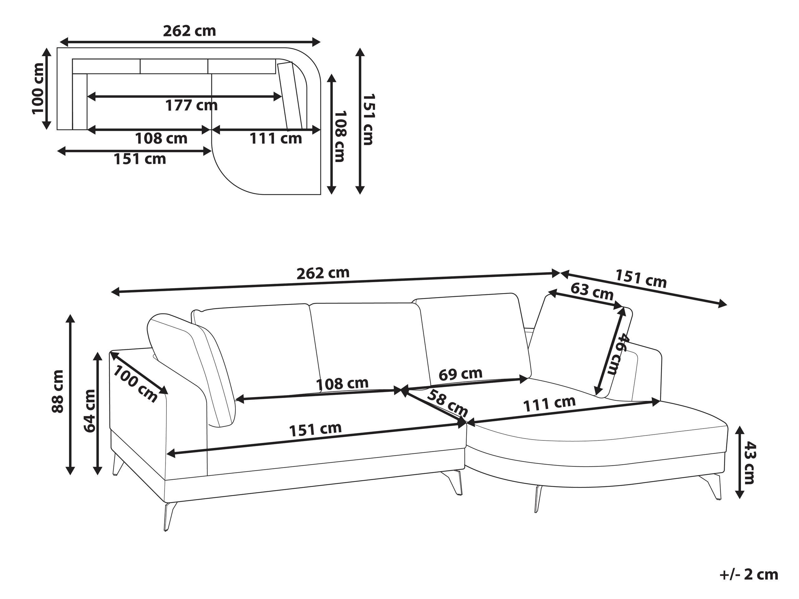 Beliani Ecksofa aus Chenillegewebe Modern MARUM  