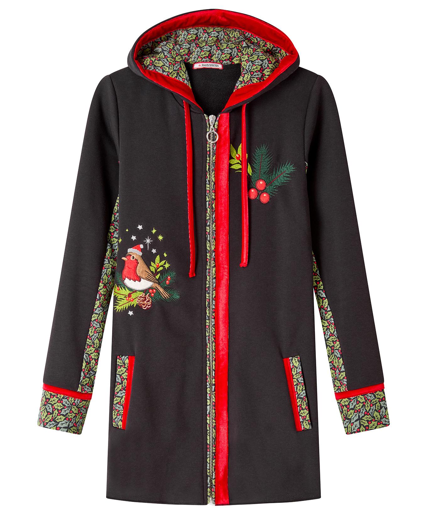 Joe Browns Festlicher Hoodie mit Rotkehlchen-Print  