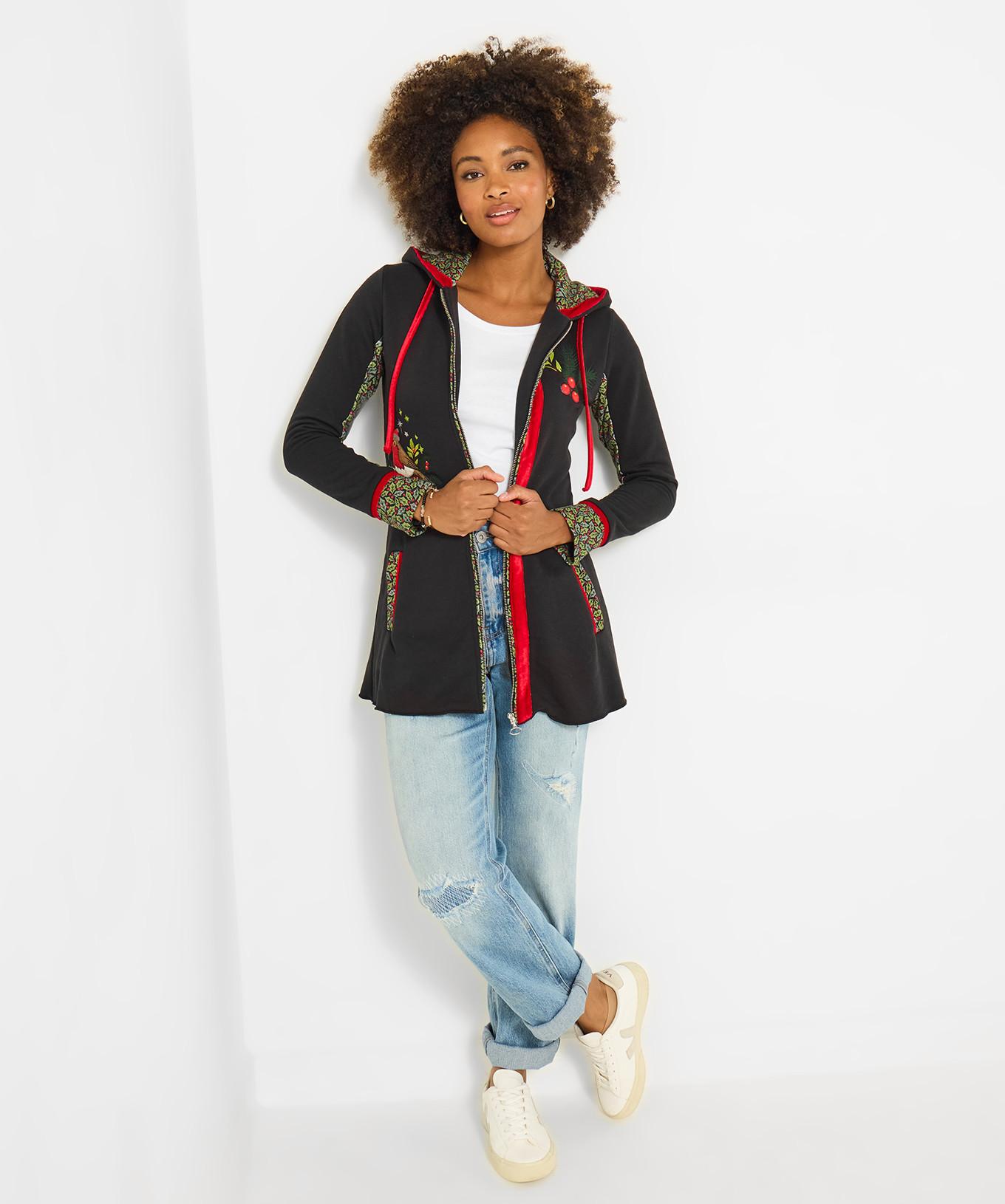 Joe Browns Festlicher Hoodie mit Rotkehlchen-Print  